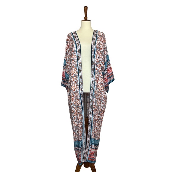 Stunning Floral Paisley Belted Kimono Beach Coverup Duster - Picture 14 of 16